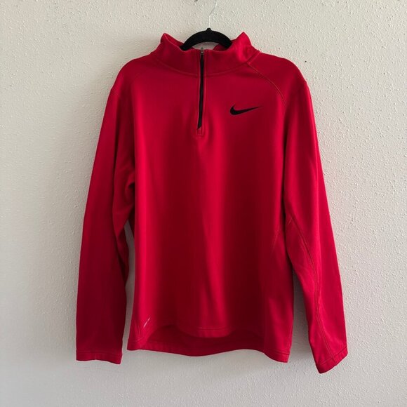 Nike Therma-Fit Red Quarter Zip Pullover Size L - Picture 1 of 6